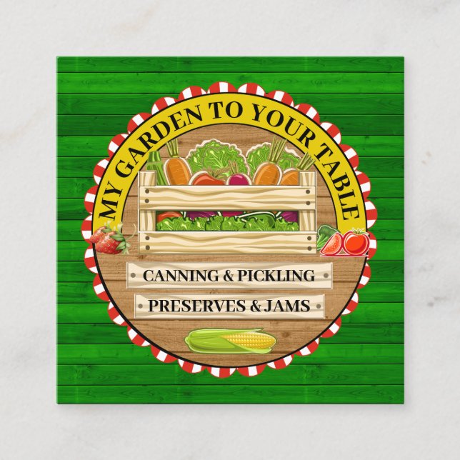 MEIN GARTEN AUF IHREN TISCH QUADRATISCHE VISITENKARTE (Vorderseite)