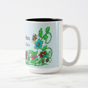 Mein Garten ist meine glückliche Platz-Tasse Zweifarbige Tasse