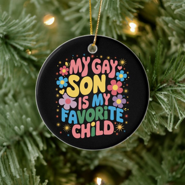 Mein Gay Son ist mein Lieblings-LGBTQ-Stolz Keramik Ornament (Baum)