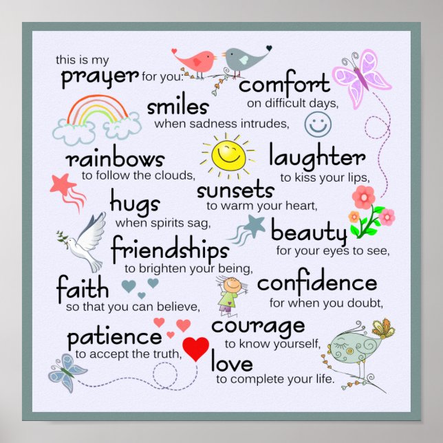 Mein Gebet für dich | Blau Poster (Vorne)