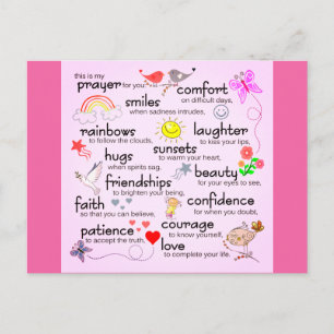 Mein Gebet für dich   Rosa Postkarte