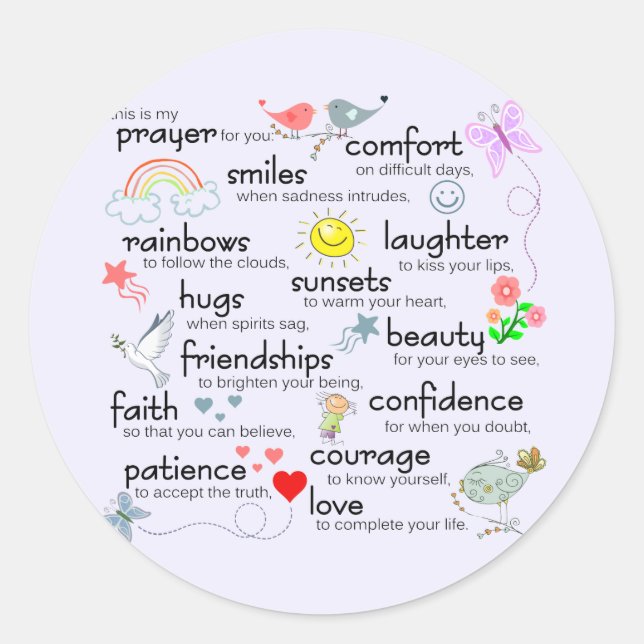 Mein Gebet für dich Runder Aufkleber (Vorderseite)