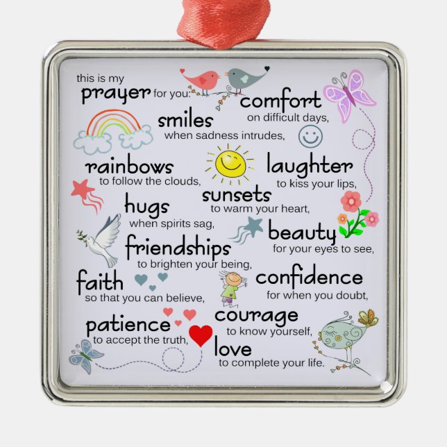 Mein Gebet für dich Silbernes Ornament (Vorne)