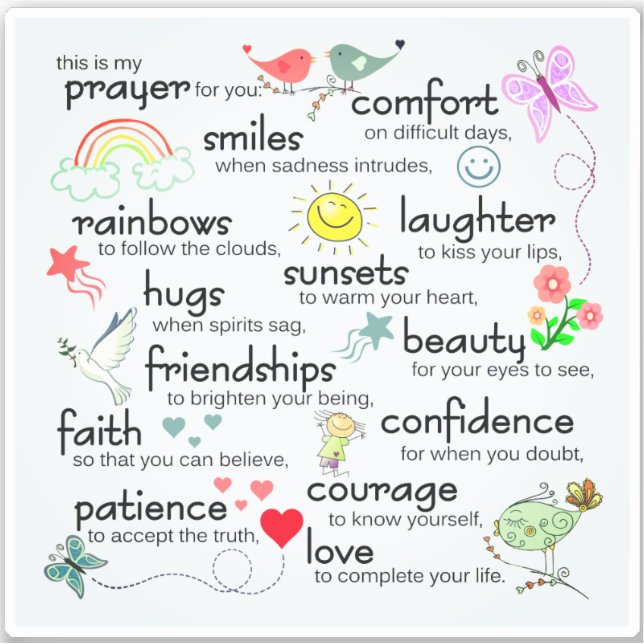 Mein Gebet für euch Segnungen Aufkleber (Vorderseite)