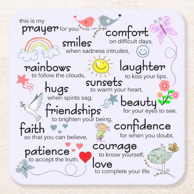 Mein Gebet für Sie Rechteckiger Pappuntersetzer (Vorderseite)