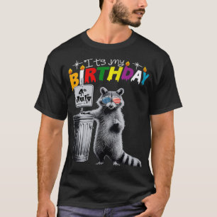 Mein Geburtstag Funny Raccoon 4. Juli Glasses Grap T-Shirt