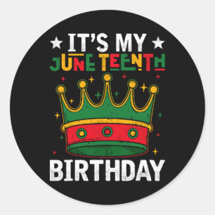 Mein Geburtstag im Juni feiert schwarz-frei Runder Aufkleber