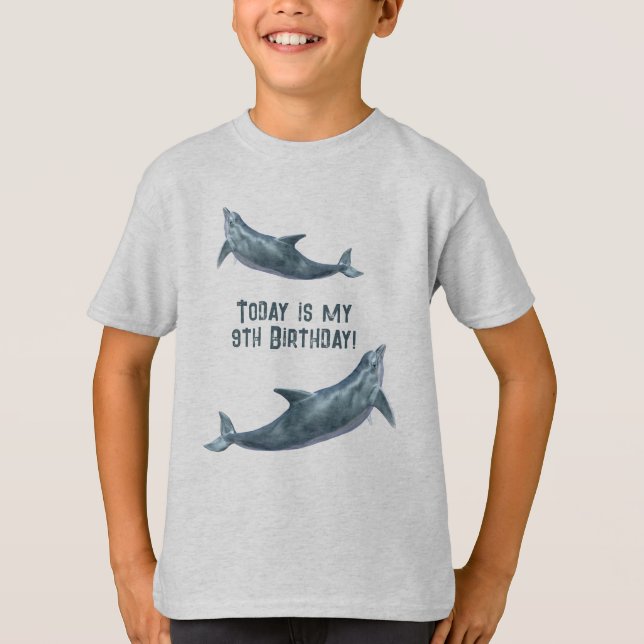 Mein Geburtstag Kinder Dolphin Sprichwort T-Shirt (Vorderseite)