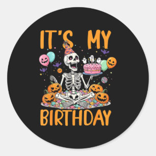Mein Geburtstag Skelett Halloween-Kostüm Geburtsta Runder Aufkleber