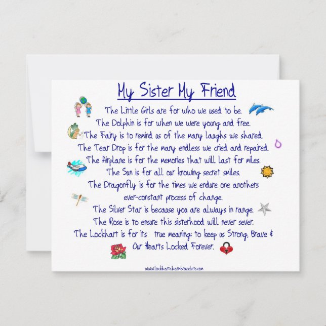 Mein Gedicht SISTER My Friend mit Grafiken Einladung (Vorderseite)