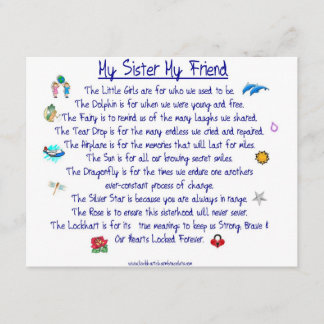 Mein Gedicht SISTER My Friend mit Grafiken Einladung