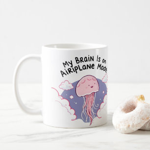 Mein Gehirn Flugmodus Lustige Qualle Gehirnnebel Kaffeetasse