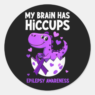 Mein Gehirn hat Hicc Dino Epilepsie-Bewusstsein Runder Aufkleber