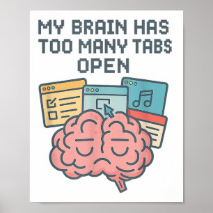 Mein Gehirn hat zu viele Tabs offen und Bewusstsei Poster