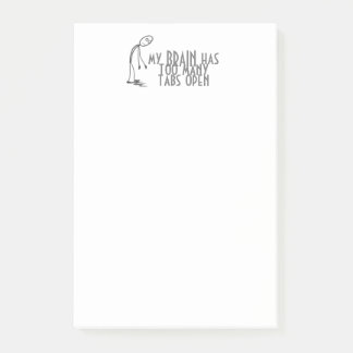 Mein Gehirn hat zu viele Tabs offene Computernotiz Post-it Klebezettel