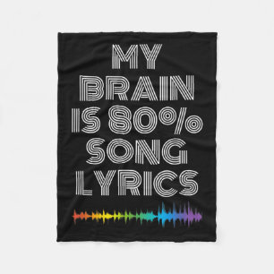 Mein Gehirn ist zu 80% Song-Texte Funny Music Love Fleecedecke