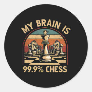 Mein Gehirn ist zu 99,9 Prozent Schach Lustiger Re Runder Aufkleber