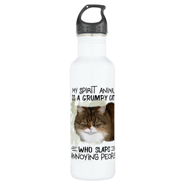 Mein Geist Tier ist ein Katze Tier Zitate Geschenk Edelstahlflasche (Vorderseite)