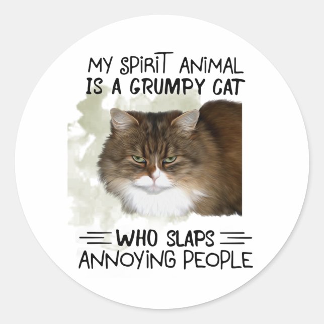 Mein Geist Tier ist ein Katze Tier Zitate Geschenk Runder Aufkleber (Vorderseite)