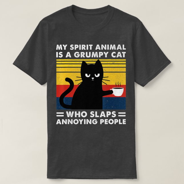 Mein Geisttier ist eine gruselige, schwarze Katze  T-Shirt (Design vorne)