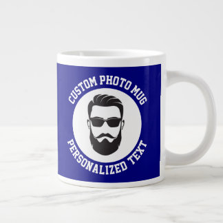 Mein Gesicht auf einem NAVYBLAUEN Maßanfertigung Jumbo-Tasse