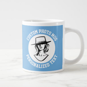 Mein Gesicht auf einem PULVERBLAUEN Individuellen Jumbo-Tasse