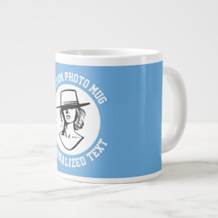 Mein Gesicht auf einem PULVERBLAUEN individuellen Jumbo-Tasse