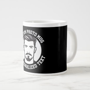 Mein Gesicht auf einem SCHWARZEN individuellen Rie Jumbo-Tasse