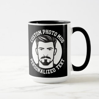 Mein Gesicht auf einer großen schwarzen benutzerde Tasse
