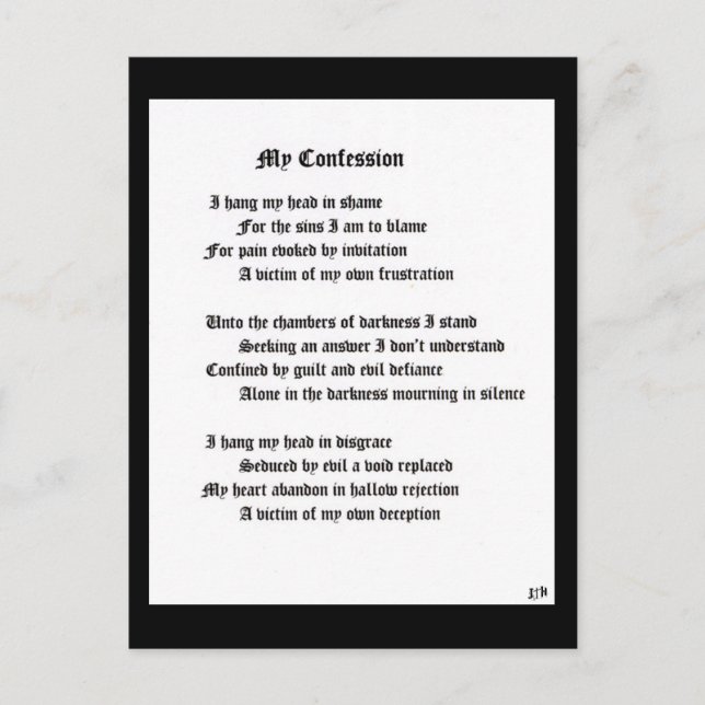 Mein Geständnis Postkarte (Vorderseite)
