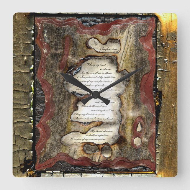 Mein Geständnis Quadratische Wanduhr (Vorderseite)
