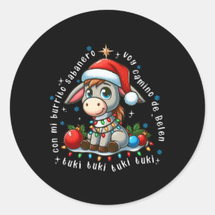 Mein gesunder mexikanischer Weihnachts-Esel Spanis Runder Aufkleber