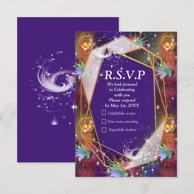 Mein glamouröses Funky Disco-Design RSVP Karte (Vorne/Hinten)