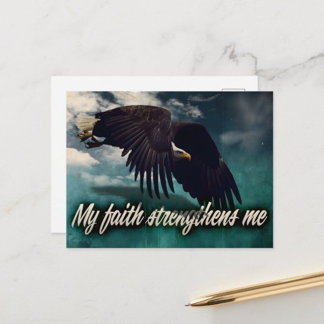 "Mein Glaube stärkt mich" Motivation Affirmation Postkarte (Vorderseite/Rückseite Beispiel)