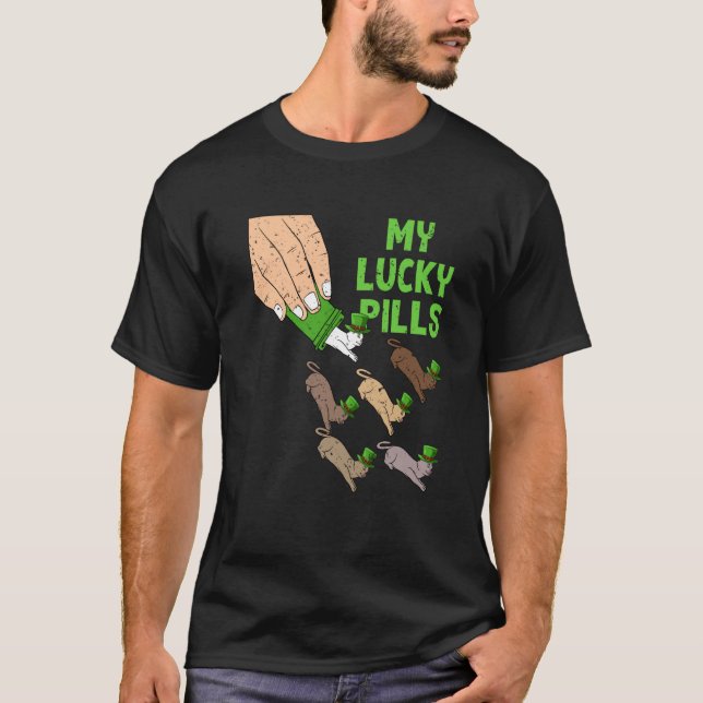 Mein Glück Pills Cat St Patricks Day Irish Kitten  T-Shirt (Vorderseite)