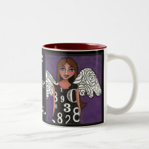 MEIN GLÜCKLICHER ENGEL - gesegnete Engels-Tasse Zweifarbige Tasse