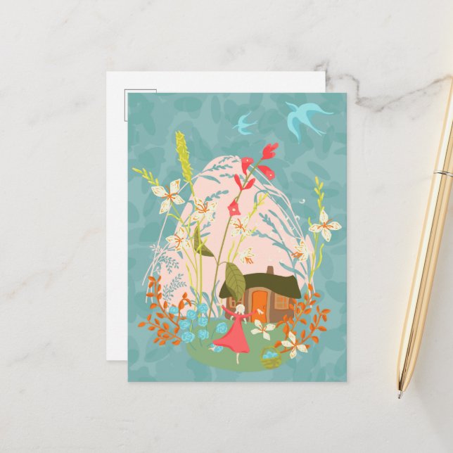 Mein glücklicher Ort Ankündigungspostkarte (Vorderseite/Rückseite Beispiel)