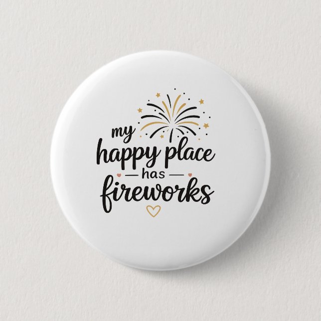 Mein glücklicher Ort hat Feuerwerk Button (Vorderseite)