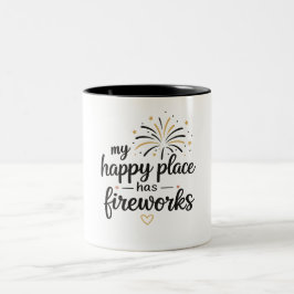 Mein glücklicher Ort hat Feuerwerk Zweifarbige Tasse