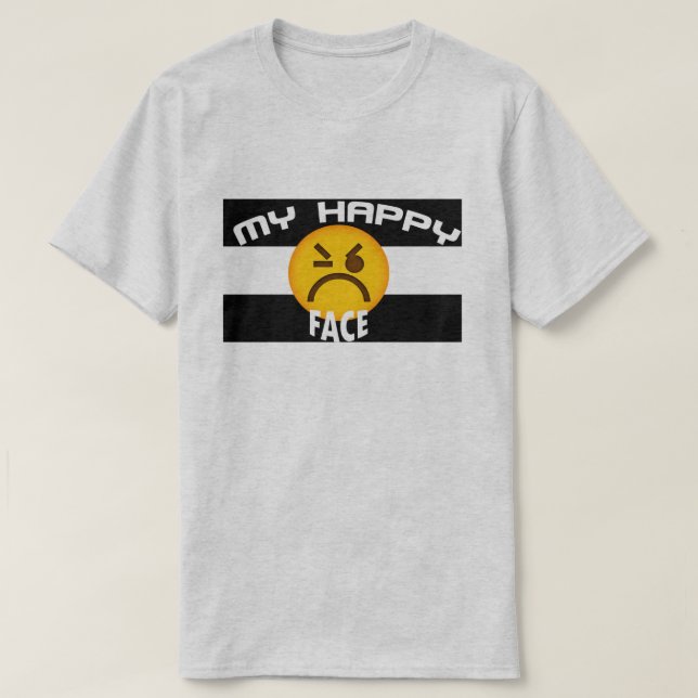 Mein glückliches Gesicht, lustiger Grumpy Emoji Sl T-Shirt (Design vorne)