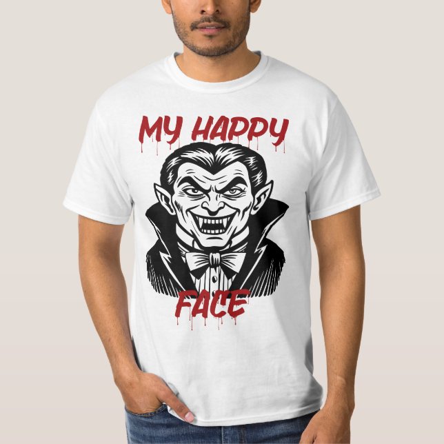 Mein glückliches Gesicht, lustiges VampirHalloween T-Shirt (Vorderseite)