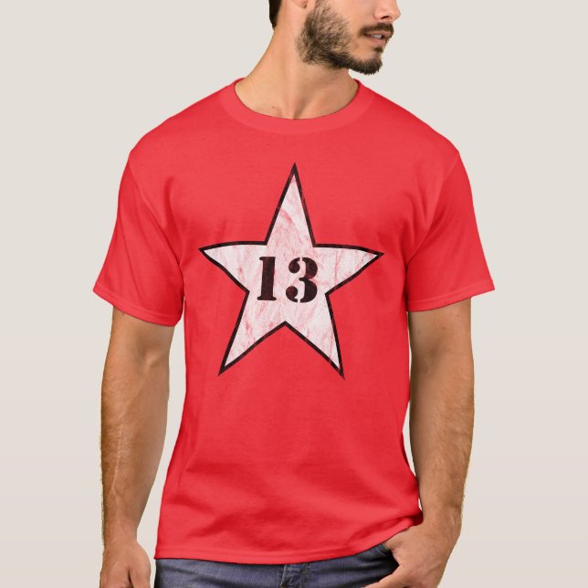 Mein Glücksstern - Nummer 13 - v2 (vint. weiß) T-Shirt (Vorderseite)