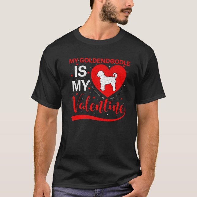 Mein Goldendoodle ist mein Valentiner Funny Golden T-Shirt (Vorderseite)