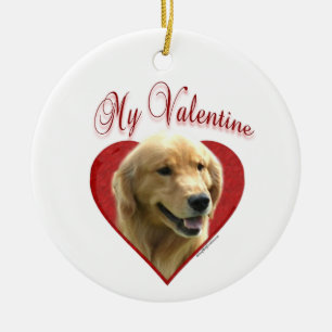 Mein Goldener Retriever Valentine Keramik Ornament