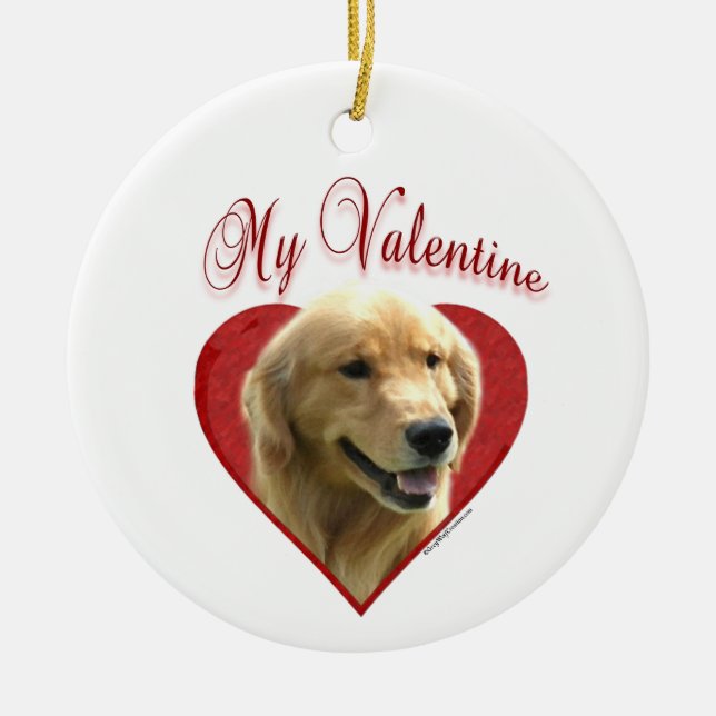 Mein Goldener Retriever Valentine Keramik Ornament (Vorne)