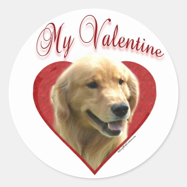 Mein Goldener Retriever Valentine Runder Aufkleber (Vorderseite)