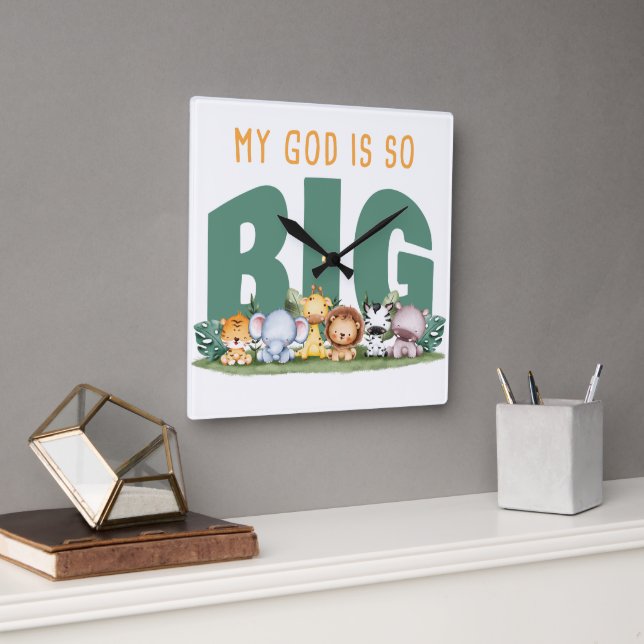 Mein Gott ist so groß - Christliche Vertrauenssafa Quadratische Wanduhr (Büro)