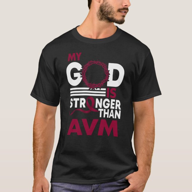 Mein Gott ist stärker als das AVM-Bewusstseinsband T-Shirt (Vorderseite)