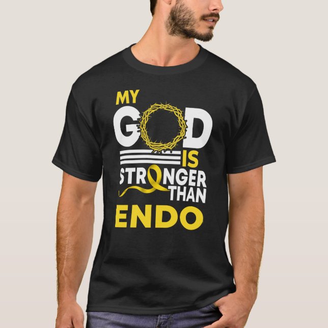 Mein Gott ist stärker als das Endo Awareness Ribbo T-Shirt (Vorderseite)