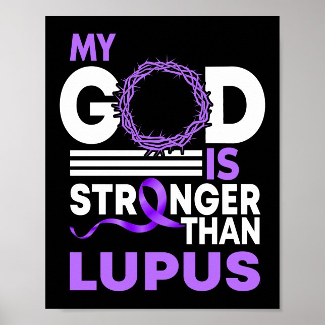 Mein Gott ist stärker als das Lupus Awareness Ribb Poster (Vorne)